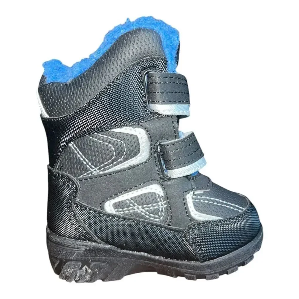 totes Tayton Mid Toddler Boys' Waterproof Winter Boots Black Blue 5M EUC